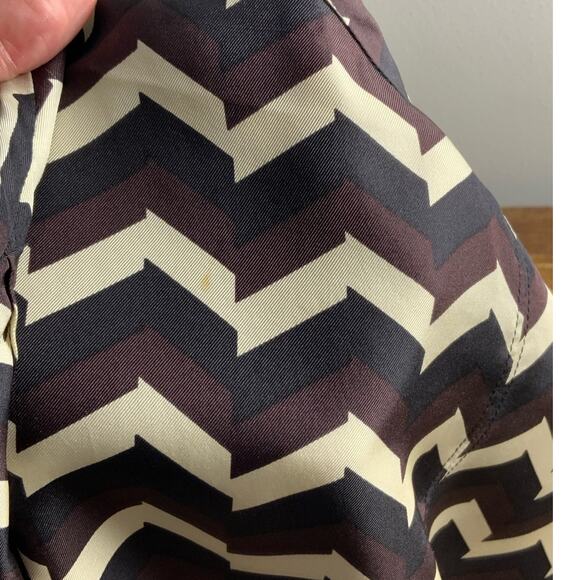 Rag & Bone Allie Chevron Brown & Black Silk Shift Dress With Pockets - Picture 8 of 8
